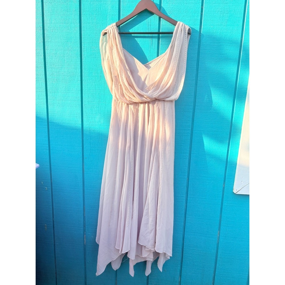 ASOS Beige‎ Embellished Maxi Dress Draping Cowl Neck Evening Formal